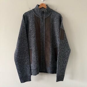 Buffalo David Bitton Mens Flannel Lined Full Zip Sweater Size L Mock Neck Preppy